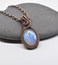 Wire Woven Rainbow Moonstone and Copper Pendant - Image 3