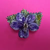 Large Sweet VIOLET BROOCH Viola Wedding Lapel Flower Pin HANDMADE HANDPAINTED