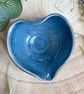 Blue Heart Shaped Ceramic Trinket Dish 