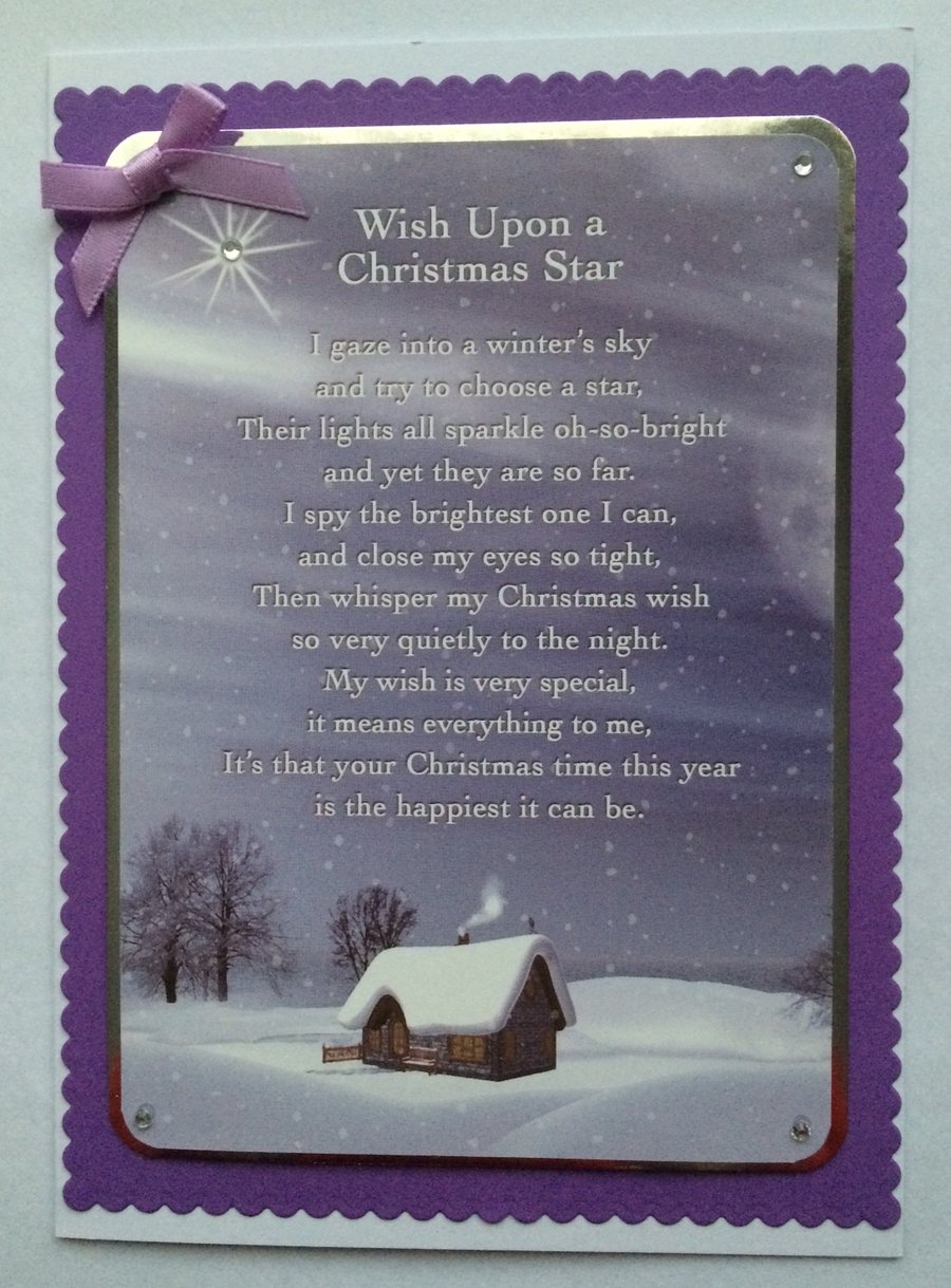 Handmade Christmas Card Wish Upon A Christmas Star Poem