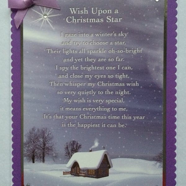 Handmade Christmas Card Wish Upon A Christmas Star Poem