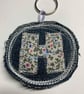 Upcycled denim key ring. Boho H - Image 1