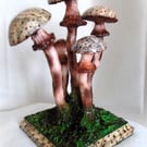 Decoupage Toadstool clay art sculpture