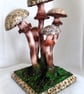Decoupage Toadstool clay art sculpture