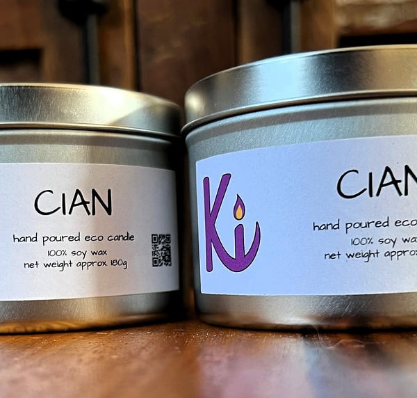 Cian scented soy candle in a silver tin