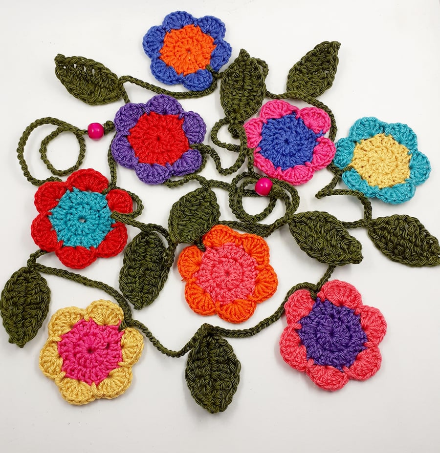 Happy Flower Crochet Garland