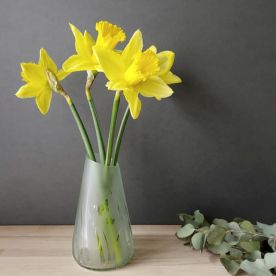 Recycled Glass Vase, Upcycled Bottle Vase