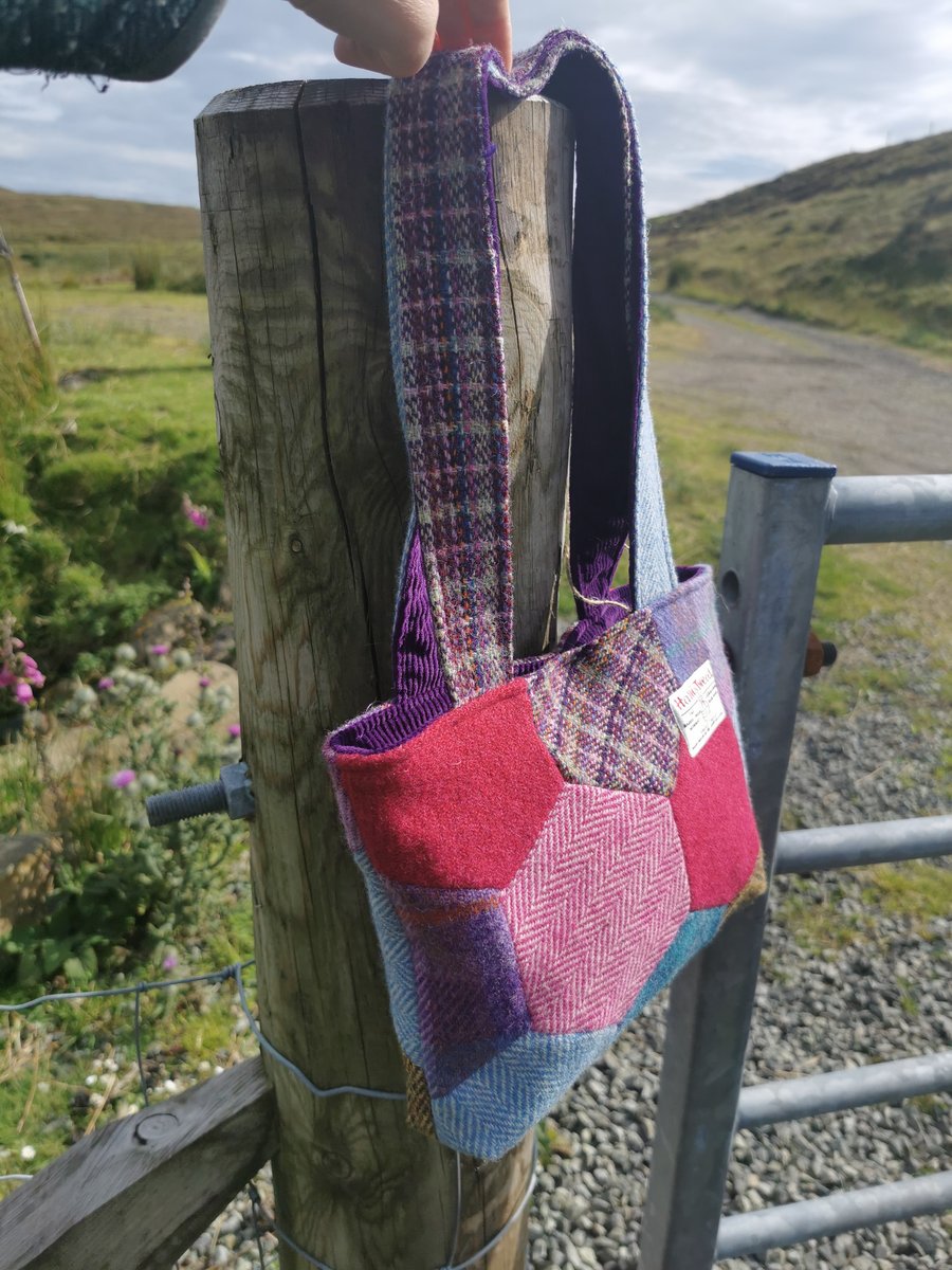 Harris Tweed unusual patchwork handbag made on the isle of Skye 