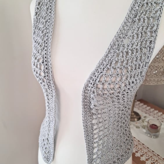 Perfectly Imperfect Crochet Mesh Festival Waistcoat in Warm Grey