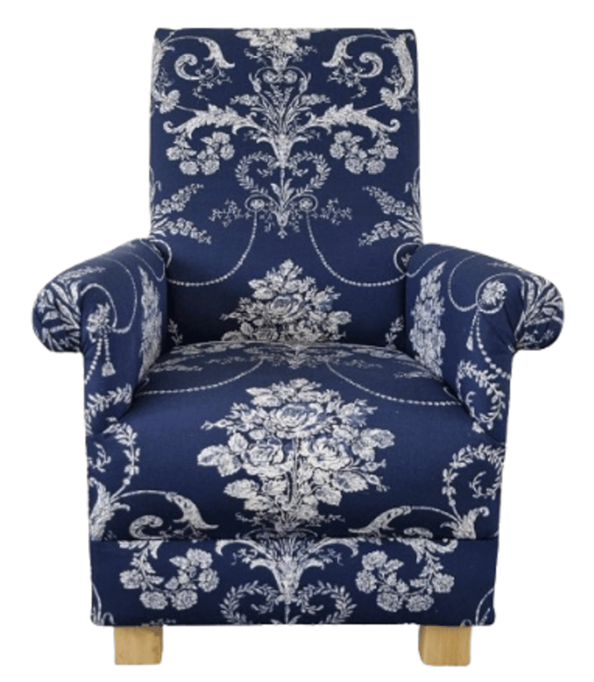 Laura Ashley Josette Midnight Blue Fabric Adult Armchair Chair Navy Small Accent