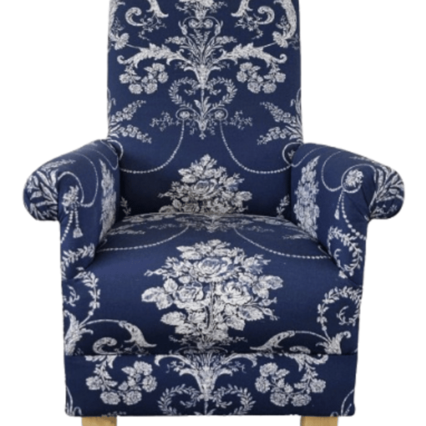 Laura Ashley Josette Midnight Blue Fabric Adult Armchair Chair Navy Small Accent