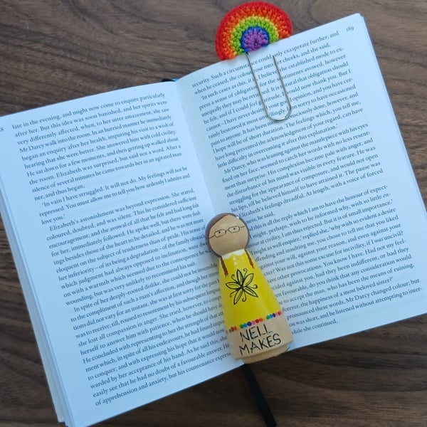 Rainbow crochet bookmark