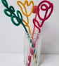 Handmade Knitted Spring Flowers: Multi-Coloured Wire Floral Home Decor, Set of 4