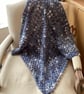CROCHET BLANKET HANDMADE IN MULTICOLOURED BLUE YARN APPROX 30x30" or 77x77cm