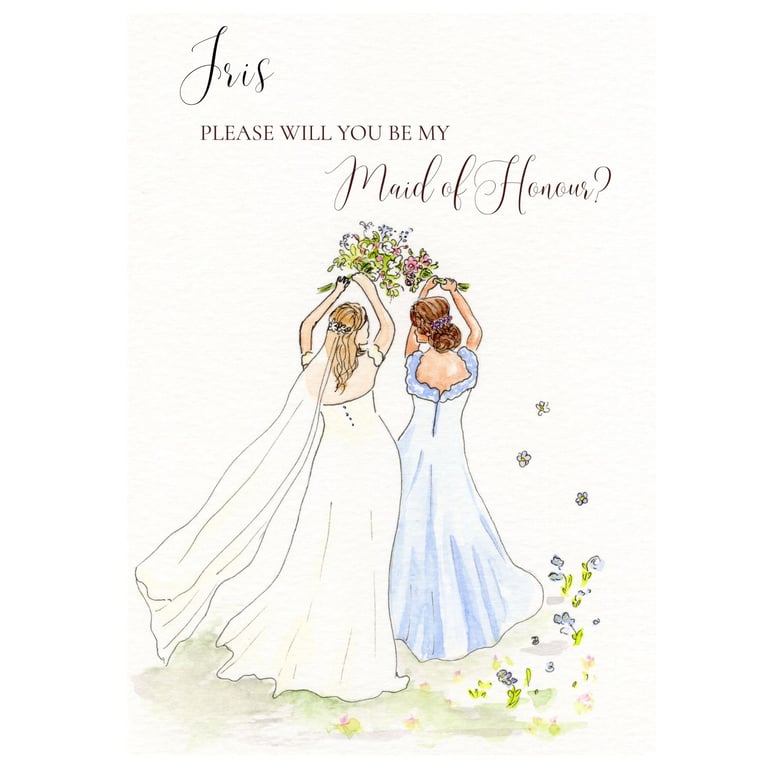 Will you be my bridesmaid, personalised proposal card, handmade, not a print