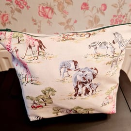 Cosmetic bag made in Cath Kidston Safari fabric