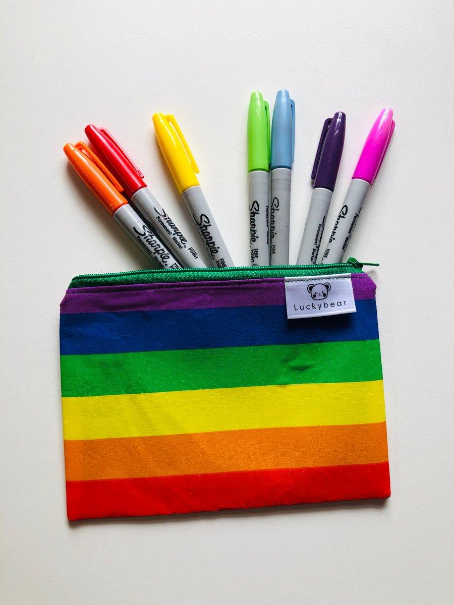 Rainbow pouch (small): rainbow makeup bag; rainbow pencil case