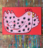 Happy Chicken original screen print by Jo Brown - Image 1