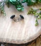 Pearlescent Green and Black Resin and Stainless Steel Earring Studs - Image 5