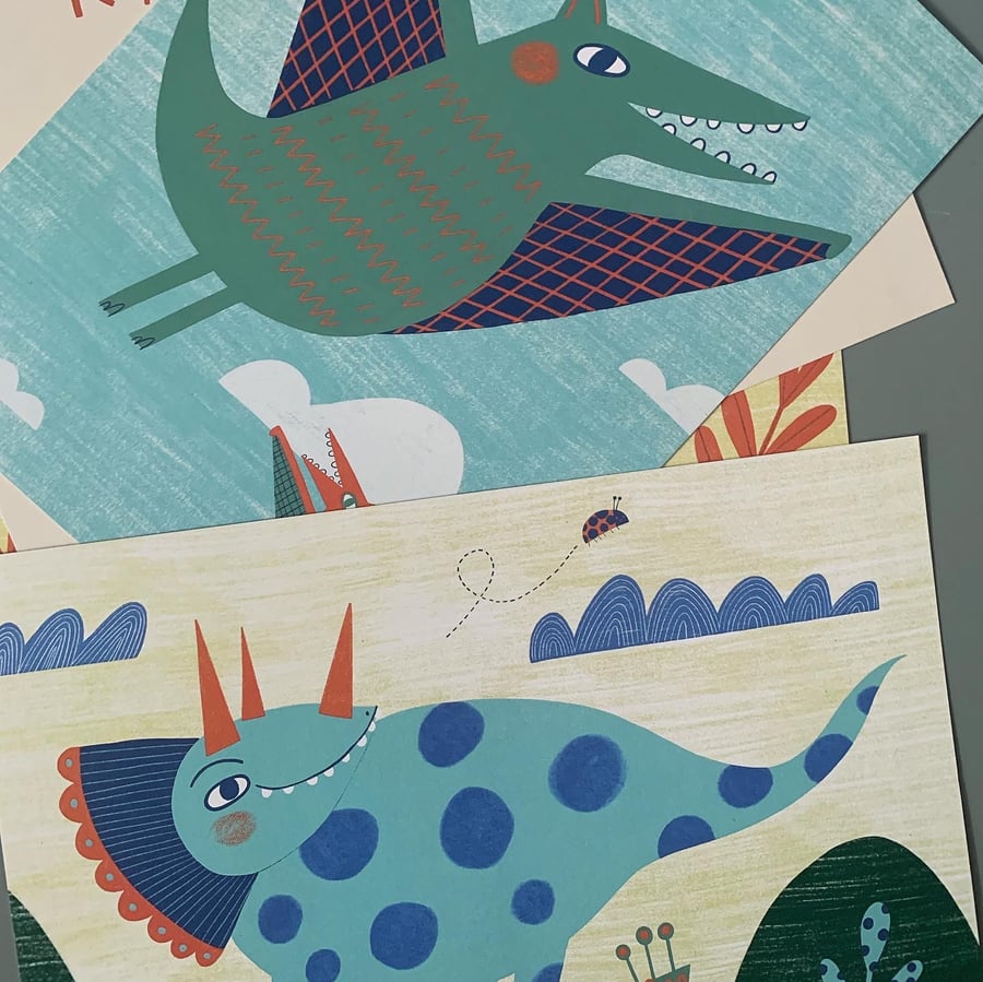 Dino Print - set of four 