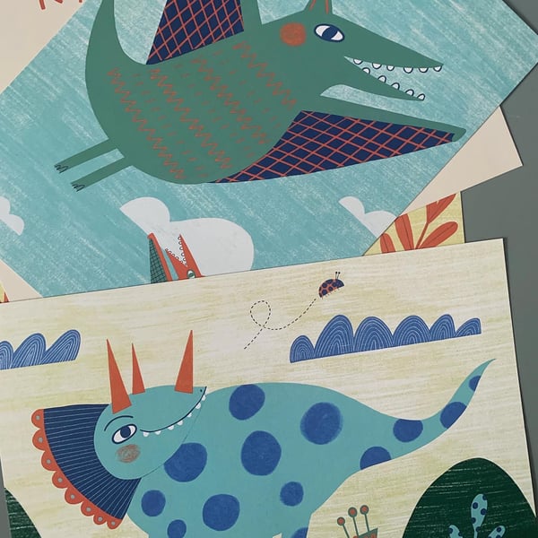 Dino Print - set of four 