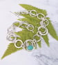 Sterling silver link bracelet with amazonite gemstone, inspired by ferns - Image 5
