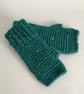 FINGERLESS MITTS , gloves .' Valley Tweed '. Merino Wool blend. Sea green. - Image 4