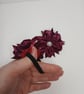 Maroon Satin Ribbon Flower Hair Accessory– Handmade Elastic Hairband - Image 4