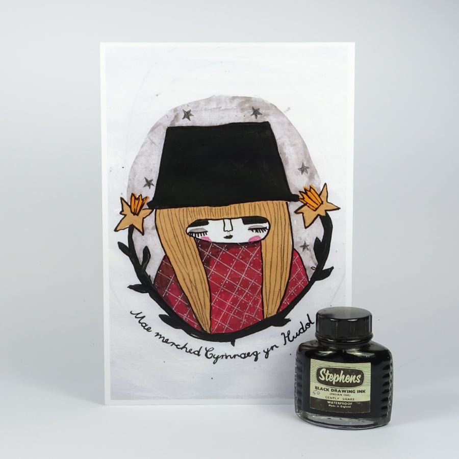 'Mae merched Cymraeg yn Hudol' Small Poster Print