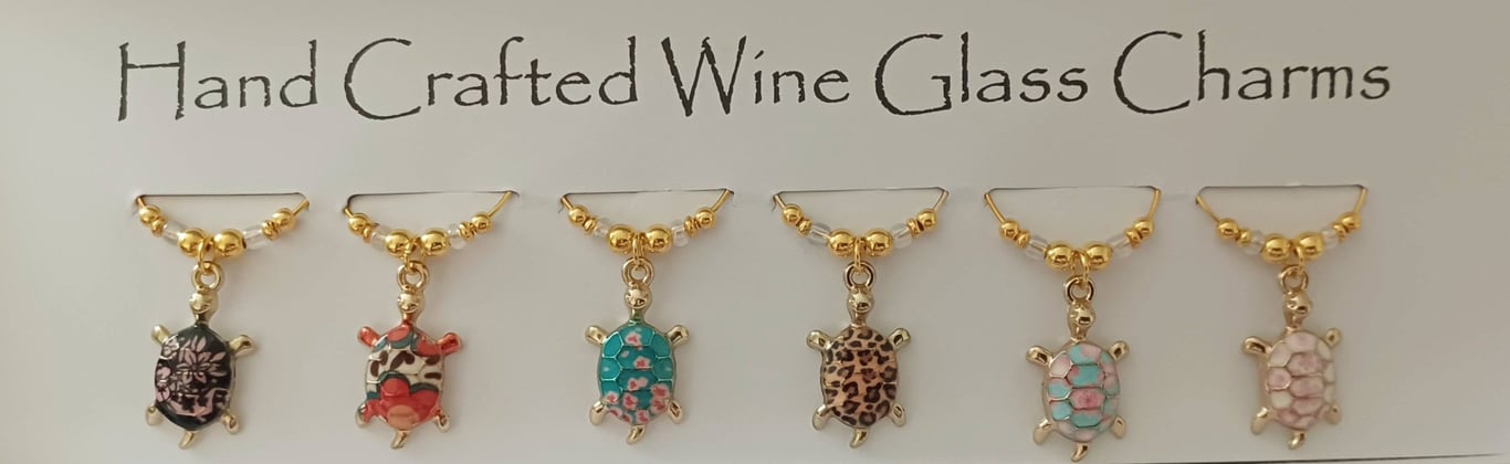 Turtle Wine Glass Charms set of 6