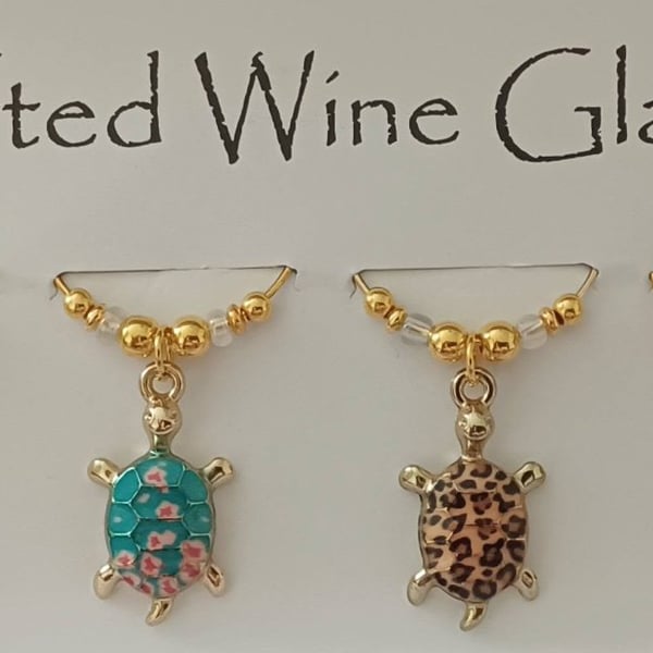 Turtle Wine Glass Charms set of 6