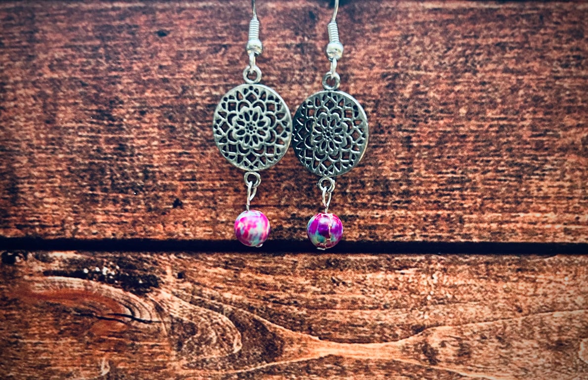 Imperial Jasper Mandala Earrings