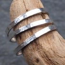 Hammered Sterling silver slim ring, silver band