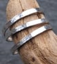 Hammered Sterling silver slim ring, silver band