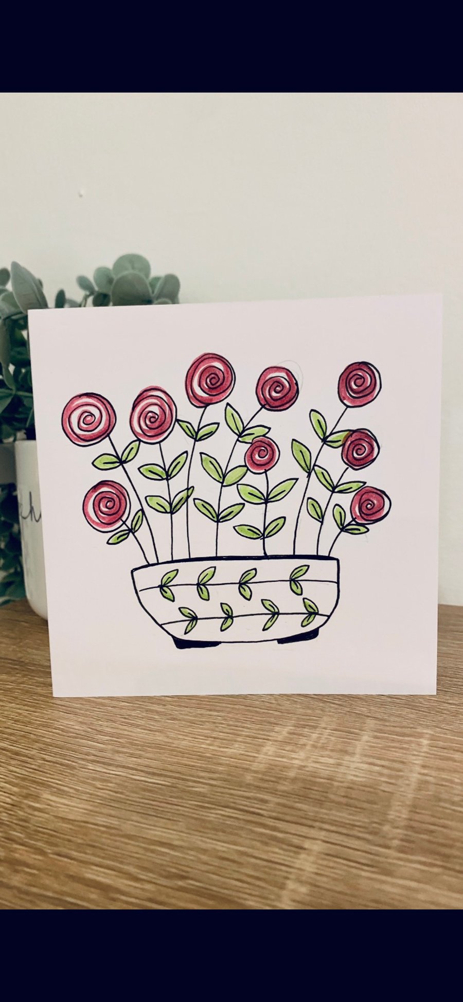 Hand drawn flowers card. 