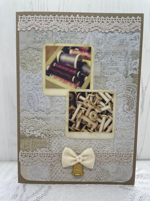 Sewing - Faded Sewing Photo Greeting Card by Carolee CraftsPB12 - 0011