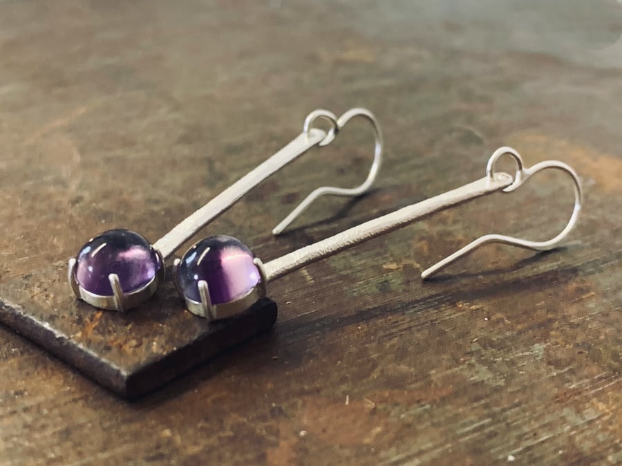 SILVER FLUORITE DROPS Handmade Recycled Sterling Silver Fluorite Drop Earrings