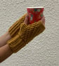 FINGERLESS MITTS , gloves ' Erme Trail '. Soft Wool blend. Mustard. - Image 2