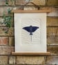 Spotted Eagle Ray - Linocut with Blind Embossing, Hanger Framed