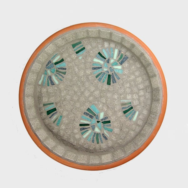 Ammonite Mosaic Garden Bird Bath