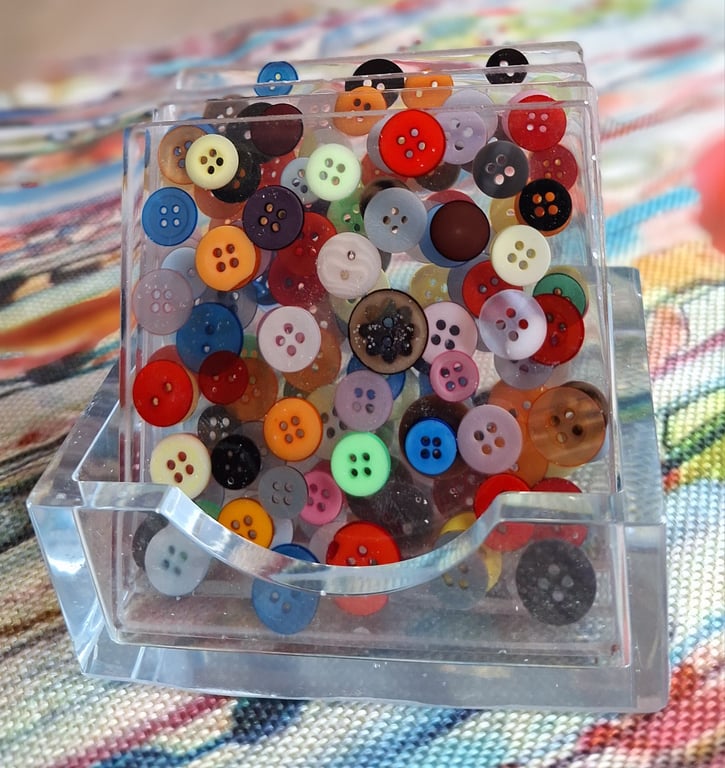  Button coasters set of 4 in a holder