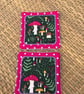 Large Quilted Mug Rug Coaster in Toadstool Fabric Perfect Coffee Table Mats - Image 2