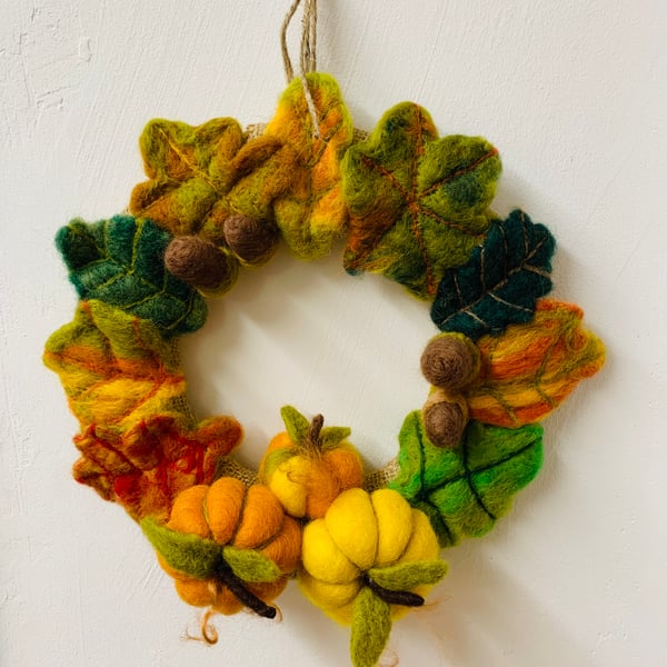 Needle felted Autumn Wreath