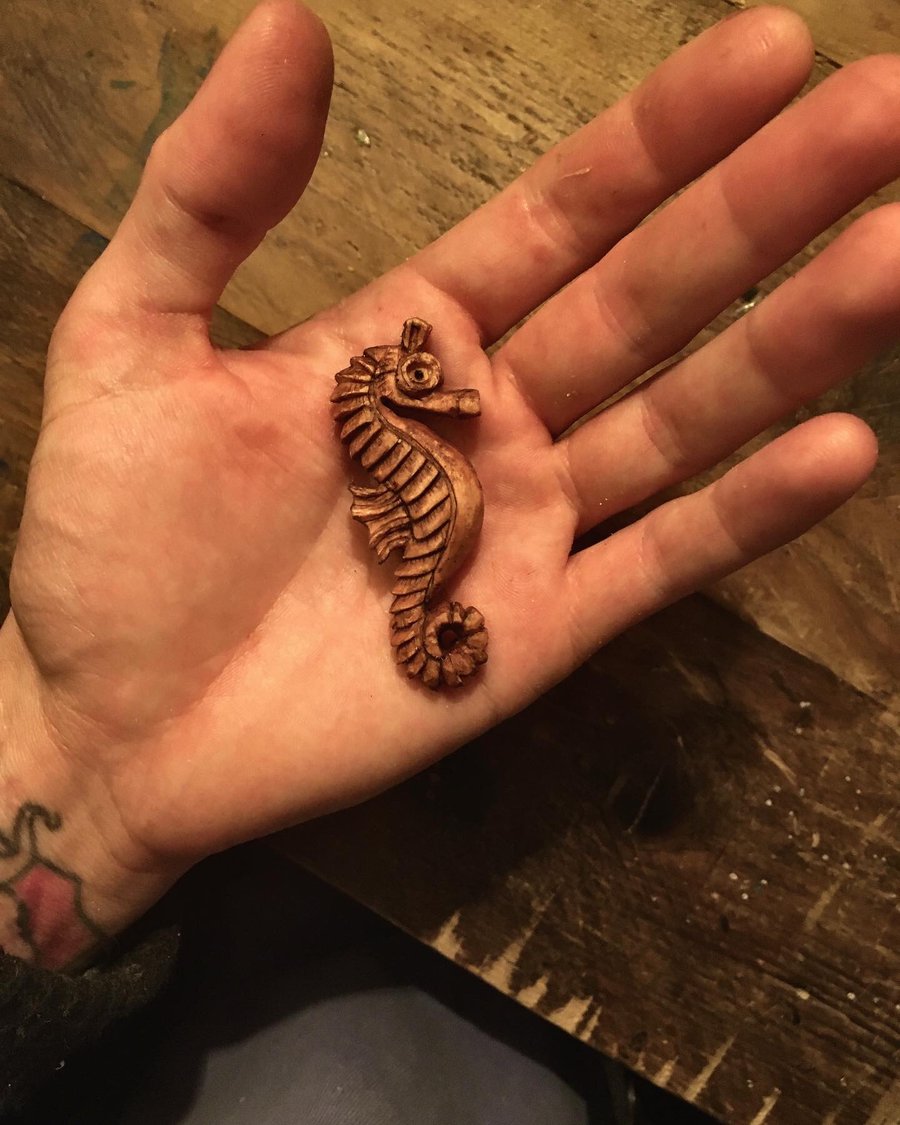 Hand Carved Seahorse Pendant