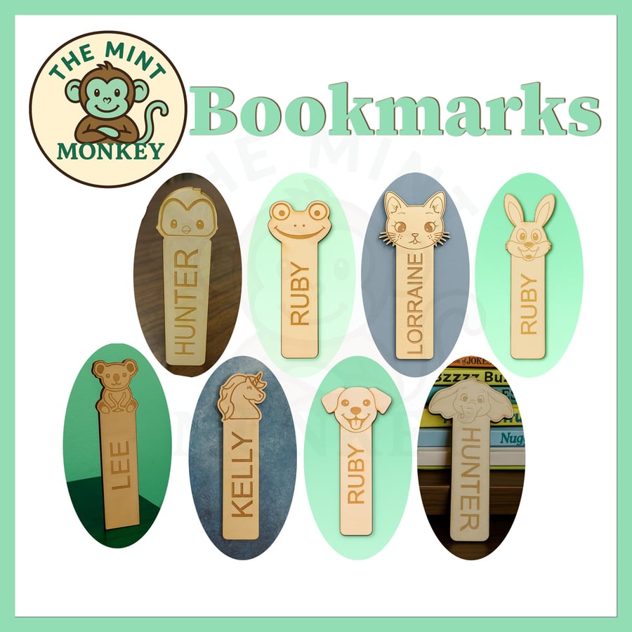 Personalised Animal Bookmark Custom Engraved Name Gift for Book & Animal Lovers