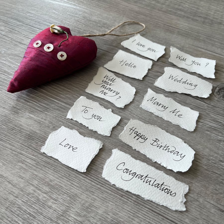 One Red Fabric Heart with Personalised Message