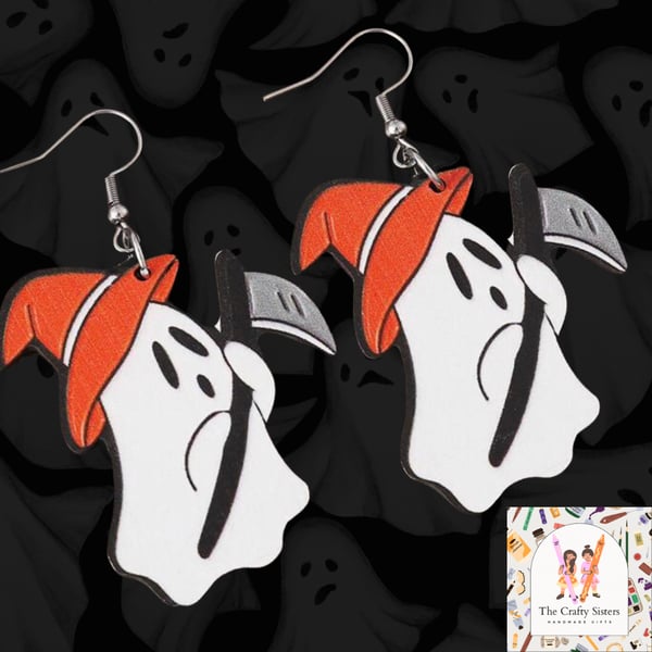 ghost with axe earrings