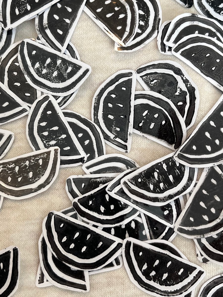 Linocut Watermelon sticker for Palestine solidarity