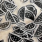 Linocut Watermelon sticker for Palestine solidarity