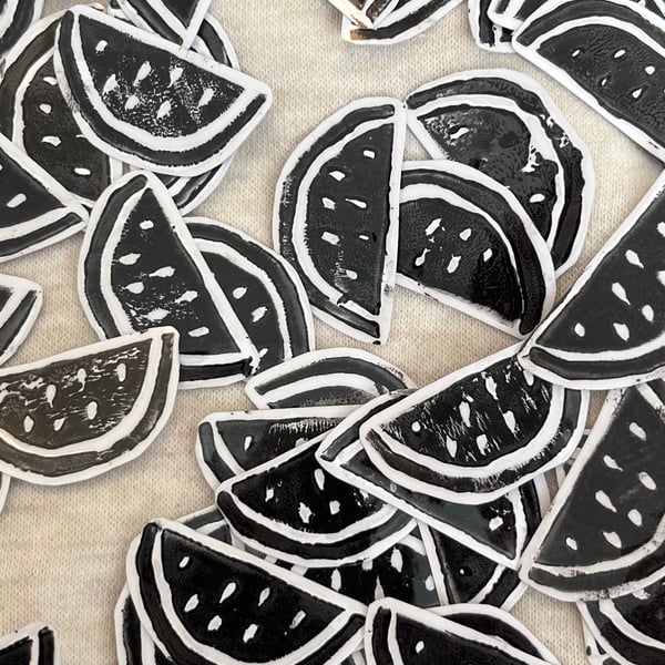 Linocut Watermelon sticker for Palestine solidarity